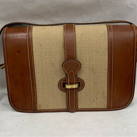 Dooney & Bourke Vintage Bridle Leather & Wool Green Label Bag - Picture 1 of 14